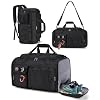 SDYSM Gym Bag for Men 45L Sports Duffel Bags 3-in-1 Travel Duffel Bag with Shoe Compartment, Gym Workout Backpack Carry On Weekender Bag Overnight Bag for Travel, Black