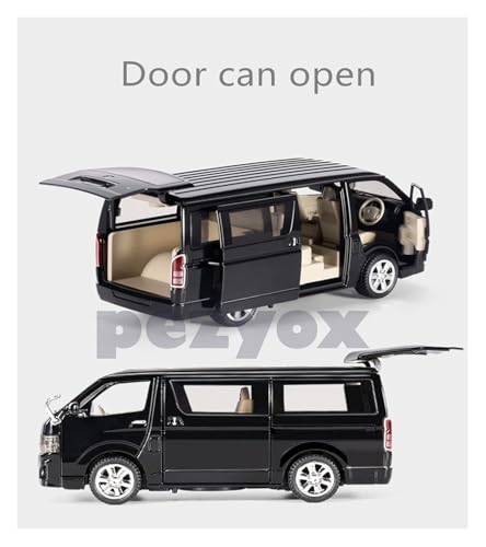 PEZYOX Model Vehicles for HIACE MPV Simulation die-Casting Metal Sound and Light Toy car Model 1:32 Sophisticated Gift Choice (Black)