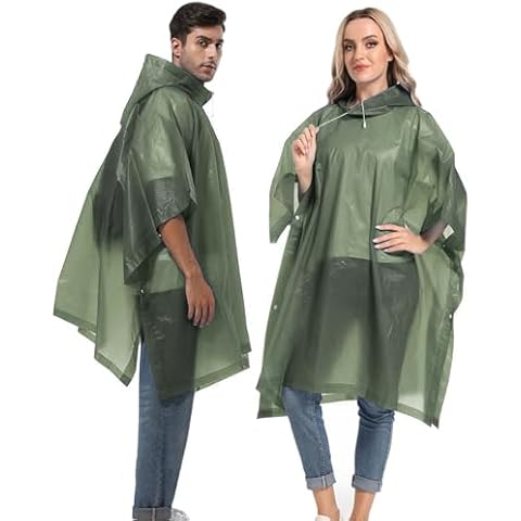 HOOMBOOM Reusable Rain Ponchos with Drawstring Hood for Adults, Waterproof Thicken Rain Coat, 2 Packs Cover