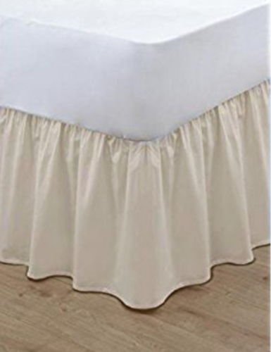 Egypto Frilled Design Base Valance Platform Bed sheet - FIT Over Base 16” Deep Fit, Polycotton Bedding (Super King Base Valance, Cream)