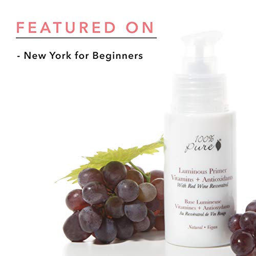 100% Pure Luminous Face Primer Illuminating Makeup Base & Moisturizer With Anti-Aging Antioxidants - Glowy Long-Lasting & Pore Diminishing Cosmetics Prep, Flawless Soothing Hydration - 1 Oz #TOP6
