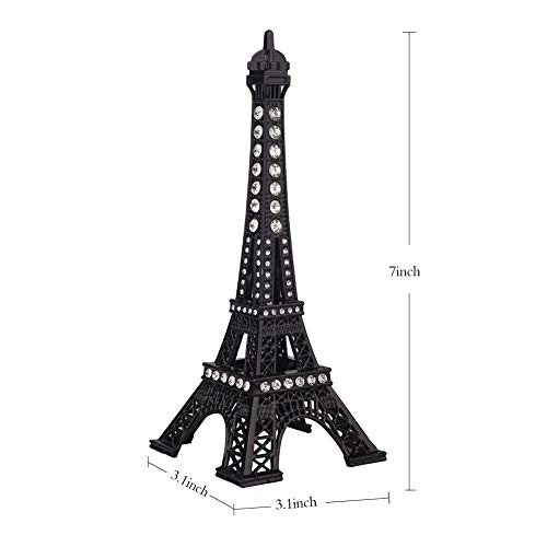 Sicohome Eiffel Tower 7.0" Black Eiffel Tower Cake Topper With Blings #TOP1
