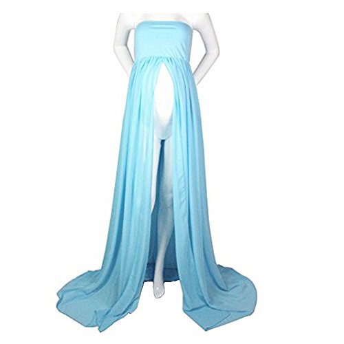 xuanranUK Abiti Eleganti Donne Incinte, Abito in Chiffon Incinta Fotografia Puntelli Fancy Servizio Fotografico per Beach, Vestiti Donne Incinte Gonne fotografiche di maternità (Cielo Blu)