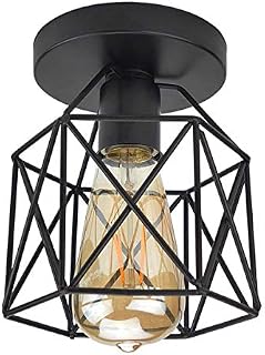 Lysed Semi-Flush Mount Ceiling Light E26/27 Edison Bulb,Retro Industrial Style Black Wall lamp