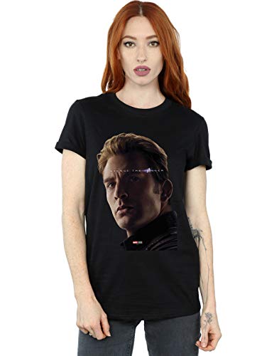 Image of Marvel Women's Avengers Endgame Avenge The Fallen Captain America Boyfriend Fit T-Shirt Black XXXX-Large