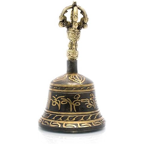 Zap Impex® Meditation Tibetan Hand Bell, Antique Black Tibetan Bell 5 Inch Cover