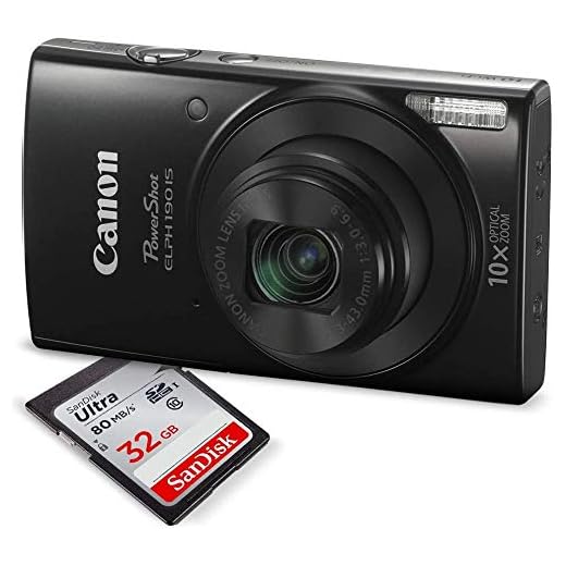 Canon PowerShot ELPH 190 IS Digital Camera (Black) with 10x Optical Zoom and Built-In Wi-Fi with 32GB SDHC + Flexible tripod + AC/DC Turbo Travel Charger + Replacement battery + Protective camera case