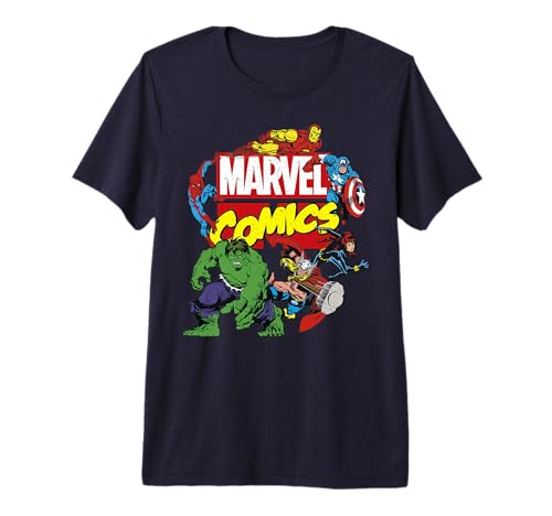 T-shirt Marvel Avengers Group Shot avec logo imprimé en coton premium