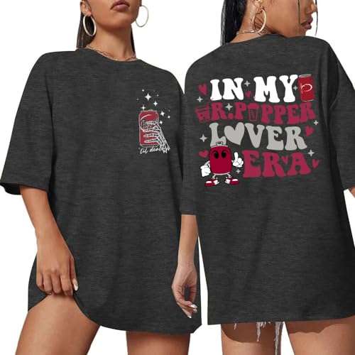 Drinks Oversized Shirt Women Funny Saying Graphic Tees Vintage Drinks Lover Short Sleeve Tops Black