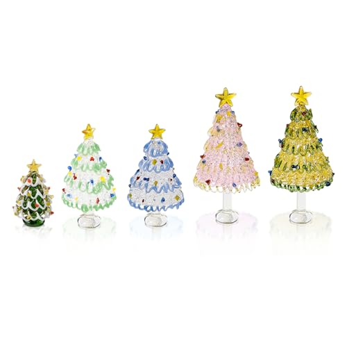TALOEYH - Weihnachtsdeko Figuren Weihnachtsbaum Glas, 5 Stück...