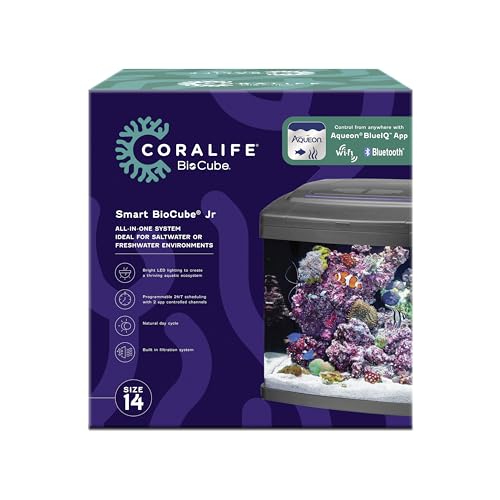 Image of Coralife SMART BioCube Jr, Aquarium Kit, Wi-Fi and Bluetooth Compatible, for Saltwater and Freshwater Environments, 14 Gallons