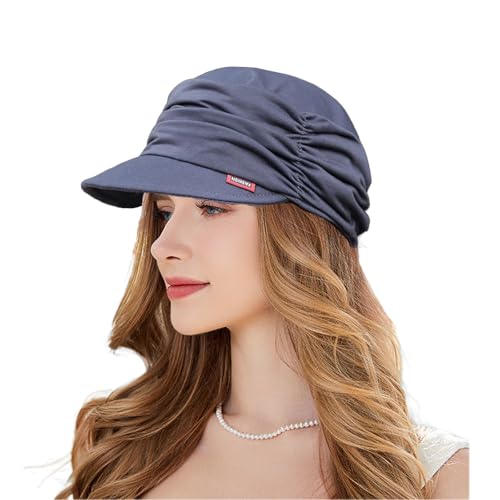 AIDIER Damen Weiche Schirmmütze mit Falten Newsboy Cap für Chemo Frauen BallonmüTze Slouchy Bonnet