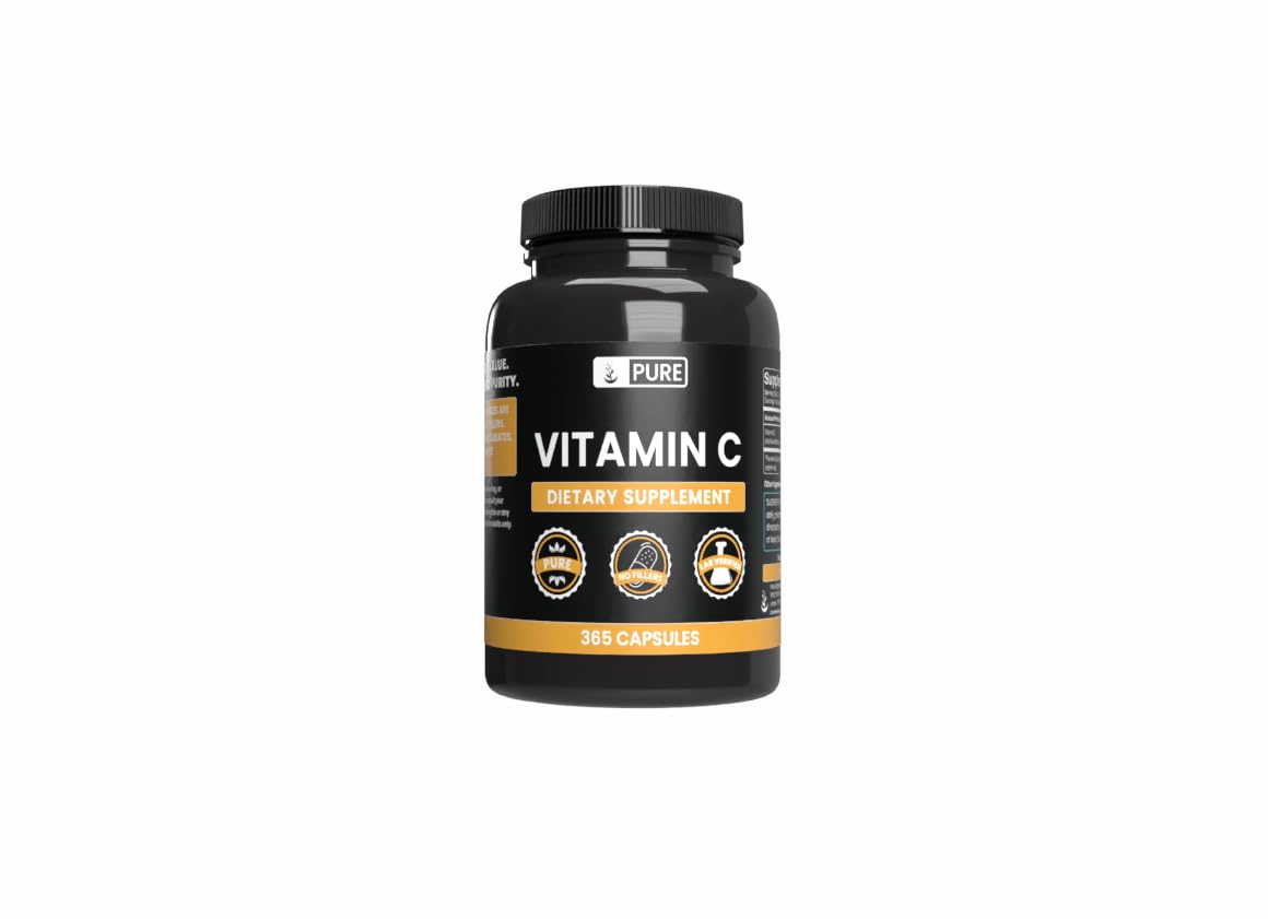 PURE ORIGINAL INGREDIENTS Vitamin C (365 Capsules) No Stearates or Rice Fillers, Gluten-Free, Vitamin C with No Additives