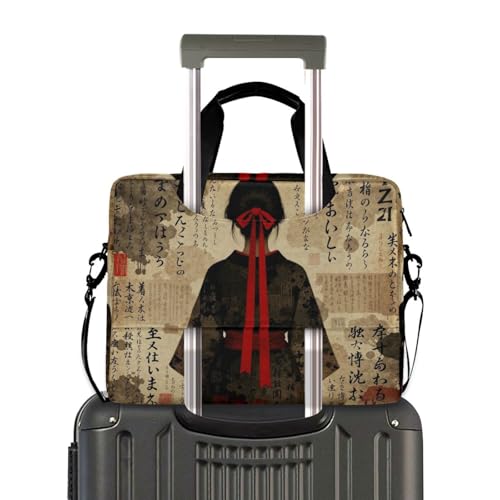 Maletín portátil con correa para laptop 15.6'' beige y rojo miniatura 4