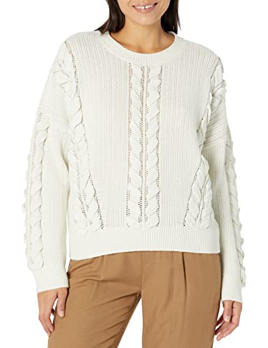 Club Monaco Women's Woven Detail Sweater, Blanc De Blanc, Off White, M #TOP24
