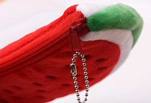 Funny Live Soft Plush Big Volume Watermelon Pencil Case Cosmetic Makeup Pouch Coin Bag (Red) #TOP3
