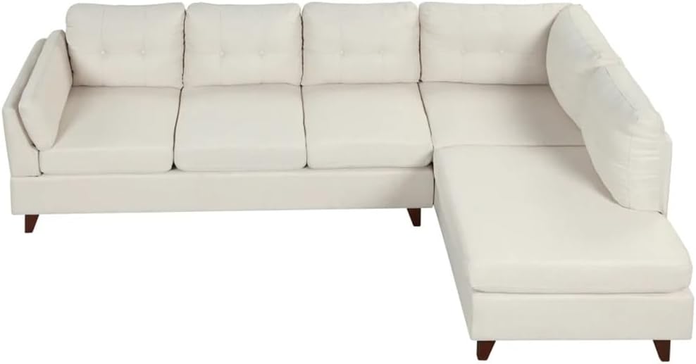 97.2" Linen Fabric Sofa, L-Shape Couch with Chaise Lounge,Sectional with a Lumbar Pad