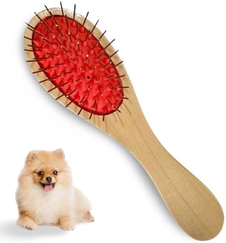 Escova Para Pet Sem Bolinha Pente Madeira Spitz Alemão Anão E Lul...