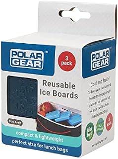 Polar Gear 3 Pack 8cm Freezer Blocks Ice Brick  Long lasting Reusable Ice Boards - Cooler Block for Travel Picnic  Just Freeze and place in your Cool Bag Box to keep food & drinks cool  Navy Blue
