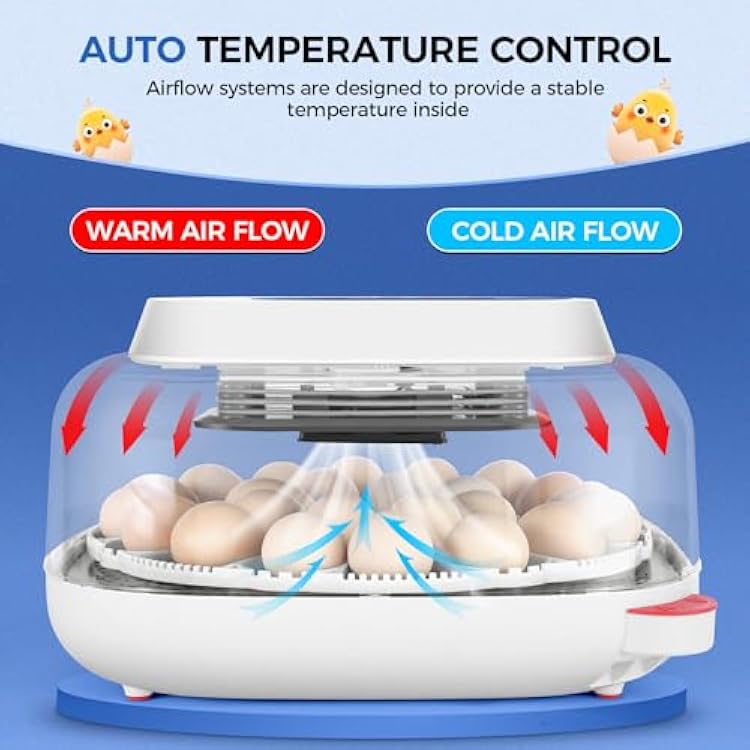 Sailnovo 24 Eggs Incubators for Chicken Eggs with 4 Modes, 360 View Digital Incubator with Automatic Egg Turning and Temperature Control, Egg Candler (Blue)