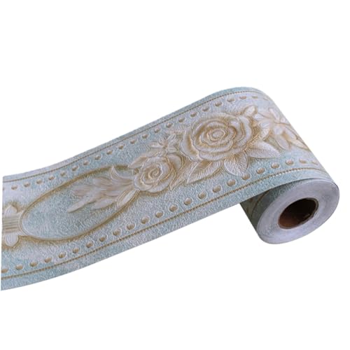 Pegatina de pared impermeable Uonlytech con borde de papel tapiz verde 3