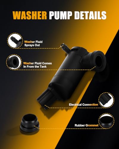 Image of ROADFAR Front Windshield Washer Pump Compatible for Ford for E-150 08-14|for E-250 for E-350 for E-450|for F-150 for F-350 for F-450 for F-550|OEM:7R33-17664-DA|with Grommet