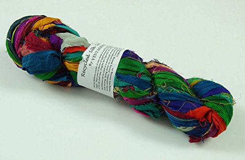 100G Recycled Sari Silk Ribbon Yarn, Jewelry Making Trim - Multicolor #TOP3