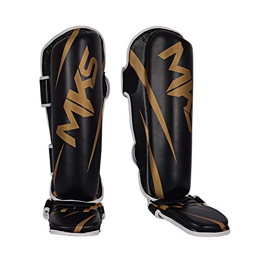 Caneleira de Muay Thai e Kickboxing MKS Champions V3 Preto/Dourado (M)