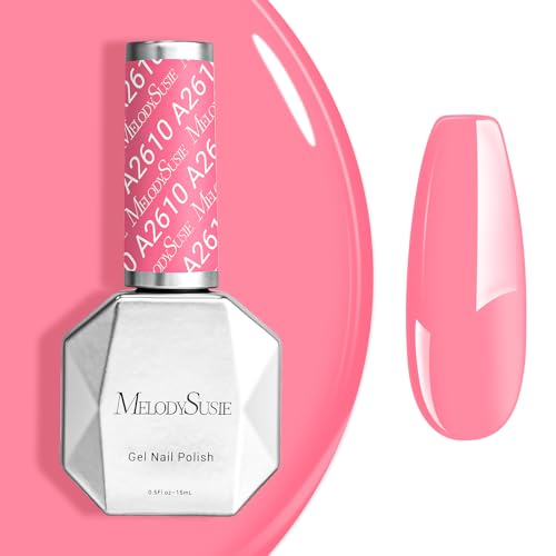Image of MelodySusie 0.5fl oz Strawberry Pink Gel Nail Polish, Nails Soak Off UV LED Pink Gel Polish Gift for Women Nail Art Manicure Salon DIY Nail Design Decoration at Home-A2610
