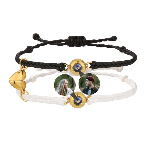 EMIRISTIC Italian Engravable Photo Bracelet - Customized Couple Bracelets for Him & Her with Hidden Picture, Adjustable Memorial Keepsake - Anniversary & Valentines Day Present2
