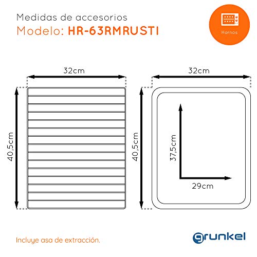Grunkel - HR-63RMRUSTI - multifunctionele elektrische tafeloven, 63 l met 3 verwarmingsfuncties en temperatuurregelaar… - Image 6