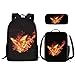 Binienty Rucksack für Kinder Jungen Mädchen Schule Büchertasche mit Lunchbox und Federmäppchen Büchertasche Set für Grundschule, Flamme Feuer Schmetterling, Einheitsgröße