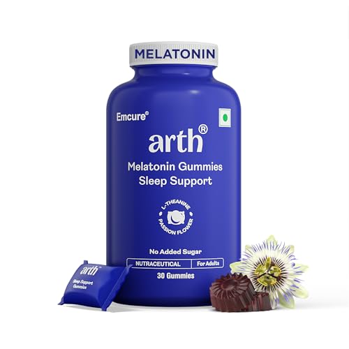 Image of Arth 5mg Melatonin Gummies For Deep Sleep, Relaxation & Calmness -30 Sleep Gummies for Men & Women | L-Theanine, Chamomile & Passion Flower | Regulates Sleep Cycle | No Added Sugar | Cranberry Flavour