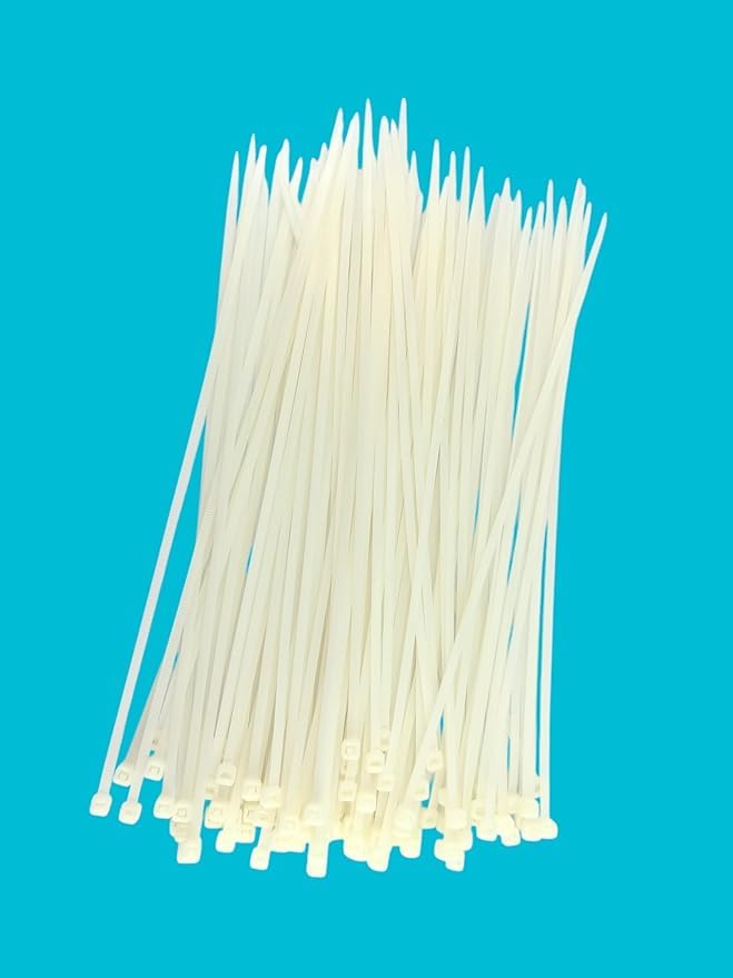 pmw - (Pack of 100) 65mm x10inches White Tags Self-Locking Nylon Teeth Grip Cable Plastic Ties-image-18