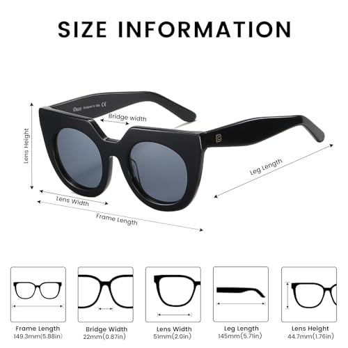 DUCO Oversized Cat Eye Sunglasses for Women Trendy Sunglasses 12014
