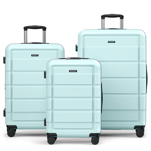 SHOWKOO Luggage Sets Expandable 100% PC Durable...