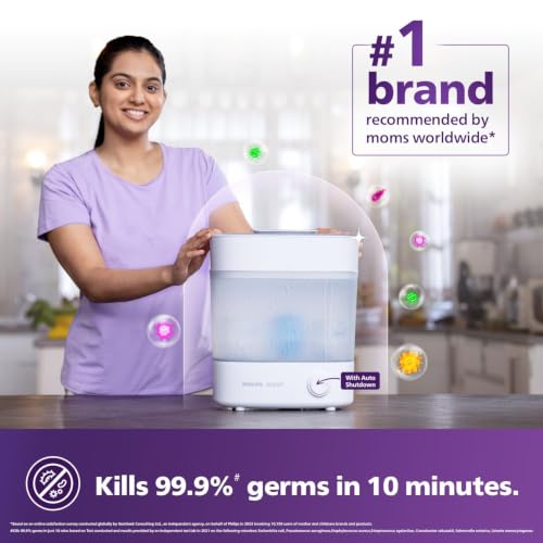 Image of Philips Avent Steam Sterilizer With Microwave Sterilizing bags Combo| Babies Fall Ill Less in Philips Avent Sterilizer Homes & get 2X Better Germ Protection vs Boiling*| Kills 99.9%** Germs in 10 mins | 2 Yr Warranty | (SCF291 /00 + SCF297 /05)