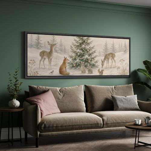 Image of MUDECOR Large Framed Canvas Print Wall Art Winter Wildlife for Living Room