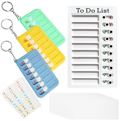 1 Stück Routine Planer Kinder, Aufgabentafel Kinder, Enthält 3 Checkliste Schlüsselanhänger und 10 Ersatzpapiere für Kinder und Erwachsene zum Erlernen von Zeitmanagement und -Planung