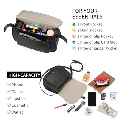 Image of GOIACII Crossbody Bags for Women Saddle Purse Cute Shoulder Handbag Pebble Leather Brown