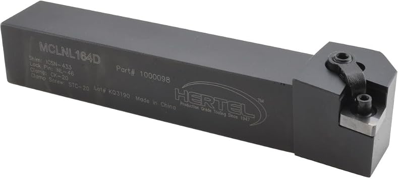 Hertel Indexable Turning Toolholder, MCLNL164D, 1" x 1" Shank, 6" OAL, Left Hand, 5 Lead Angle, For CN..43. Inserts