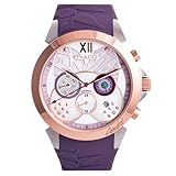 MULCO Watches for Women, Lush, Stainless Steel Case with Wrist Silicone Band, Quartz Multifunctional Movement, Large Face Analog Display with Mother of Pearl and Rose Gold Diamonds-100m Waterproof