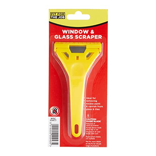 Fit For The Job Window Scraper Glass & Paint Scraper for Quick and Easy Removal of Paint Adhesive Stickers and More from Glass UPVC Wood and Metal Surfaces Sticker Remover Razor