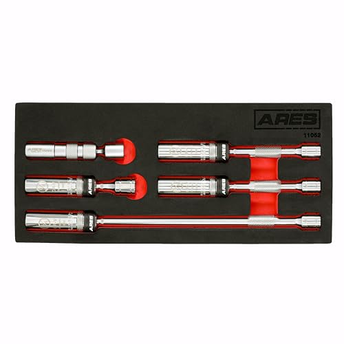 ARES 11052-5-Piece Magnetic Swivel Spark Plug Socket Set - 14mm Thin Wall Socket, 9/16 6-inch...