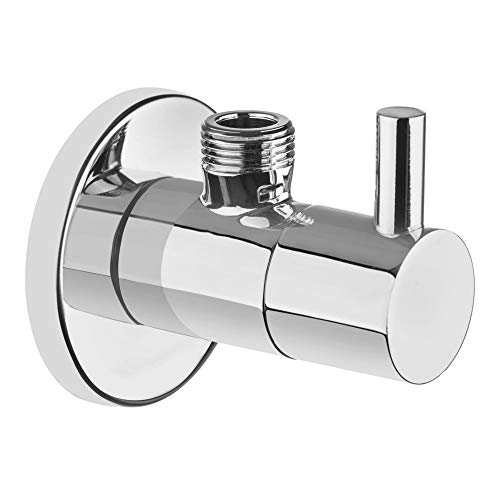 Designer Eckventil Rund Chrom aus Messing mit integriertem Wasserfilter im Drehknopf inkl. Rosette. Ventil-Anschluss 1/2" AG x 3/8" AG mit