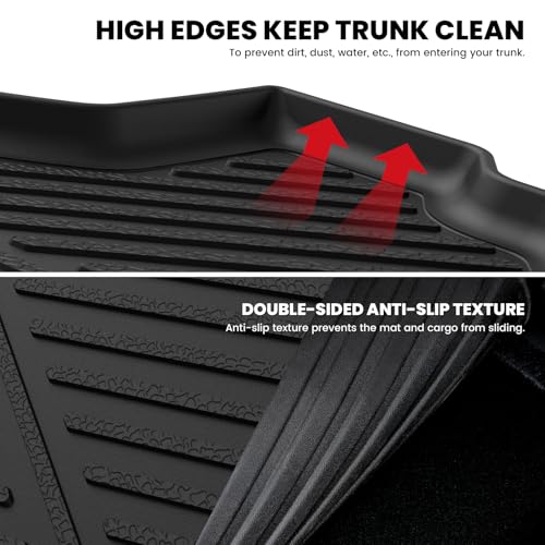 Image of LASFIT Cargo Mat for Dodge Challenger 2011-2023 | All Weather TPE Custom Fit Cargo Trunk Mat Liner Accessories, Black