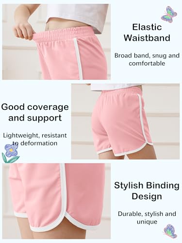 Resinta Pacote com 4 shorts atléticos para meninas, secagem rápida, shorts esportivos de verão para