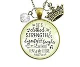 Gutsy Goodness Faith Necklace She is Clothed Strength Dignity Jewelry Message Proverb 31 Crown Gift 24'