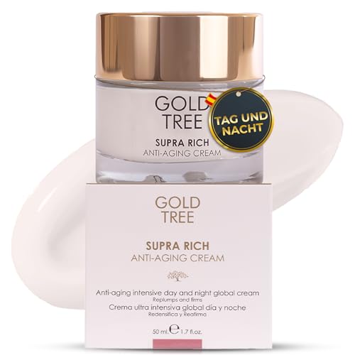 GOLD TREE Anti-Aging-Creme mit Hyaluronsäure für eine schnelle Absorption 50 ml. Gesichtspflege für Frauen. Nacht- und Tagescreme für die Hautpflege. Anti-Pickel-Gesichtscreme für Frauen