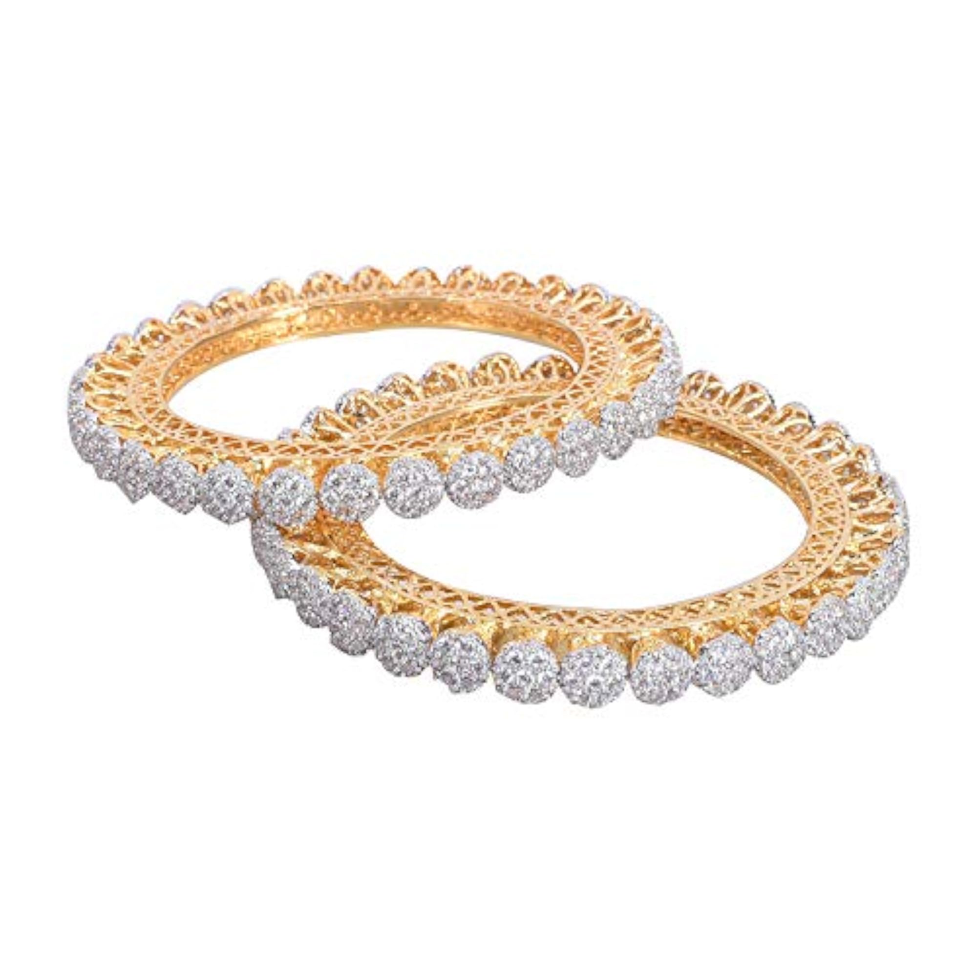 Women's American Diamond Gold Plated CZ Pacheli Kada Bangles